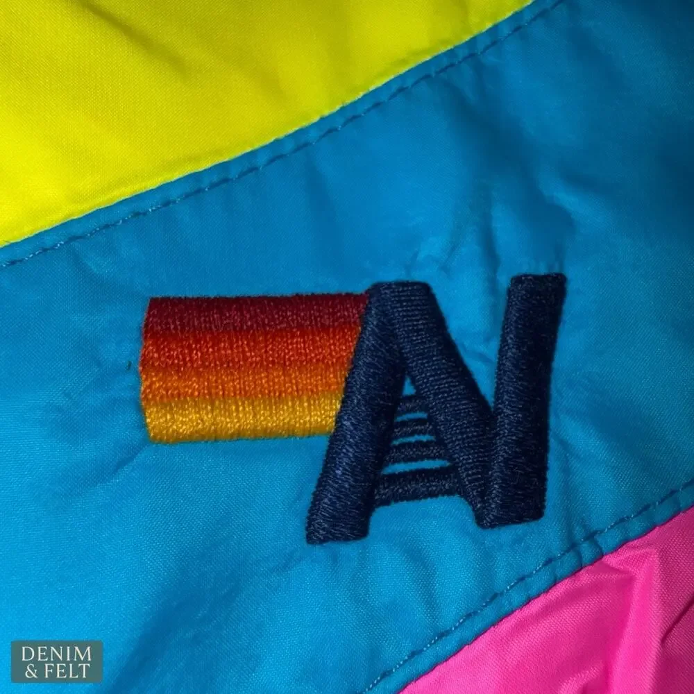 Aviator Nation Neon Pink Windbreaker Jacket Retro Surf Colorblock‎ Men Large